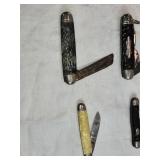 Vintage Pocket Knives Collection with Leather Sheath - Kamp King and Others