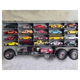 Redbox Goodyear Toy Semi-Truck Hot Wheels / Matchbox Cars Case filled with Cars