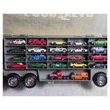 Redbox Goodyear Toy Semi-Truck Hot Wheels / Matchbox Cars Case filled with Cars