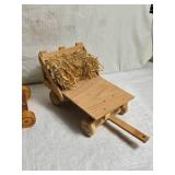 Wooden Toy Grader and Wagon with Hay Bale