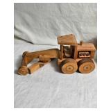 Wooden Toy Grader and Wagon with Hay Bale