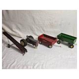 Vintage Farm Toys with Tractor, Wagons, and Conveyor - International, John Deere
