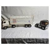 Vintage Ertl Toy Truck and Trailer with another Truck