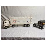 Vintage Ertl Toy Truck and Trailer with another Truck