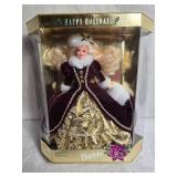 1996 Special Edition Holiday Barbie Doll in Burgundy and Gold Dress