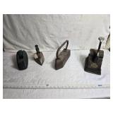 Sad Irons and Scotch Tape Dispenser and Vintage Check Printer (?)