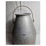 Antique Galvanized Metal Milk Jug with Handle