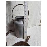 Cast Iron Skillets and Milk Can