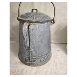 Set of 3 Vintage Enamelware Coffee Pots with Lids