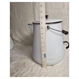 Set of 3 Vintage Enamelware Coffee Pots with Lids