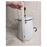 Set of 3 Vintage Enamelware Coffee Pots with Lids