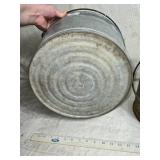 Galvanized Metal Bucket and Small Milk Can