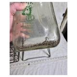 Vermont Country Milk Glass Bottle with Wire Carrier and Stand