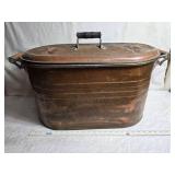 Antique Copper Wash Tub with Lid and Handles