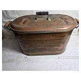 Antique Copper Wash Tub with Lid and Handles