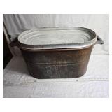 Metal Wash Tub with Lid and Handles