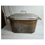 Metal Wash Tub with Lid and Handles