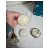 Vintage Glass and Porcelain Door Knobs and Vintage Hinges