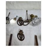 Vintage Glass and Porcelain Door Knobs and Vintage Hinges