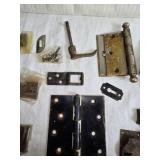 Vintage Glass and Porcelain Door Knobs and Vintage Hinges