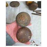 Vintage Glass and Porcelain Door Knobs and Vintage Hinges