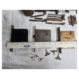 Vintage Glass and Porcelain Door Knobs and Vintage Hinges