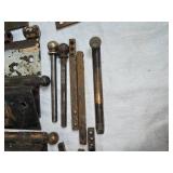 Vintage Glass and Porcelain Door Knobs and Vintage Hinges