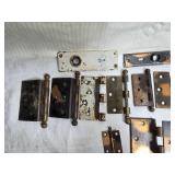 Vintage Glass and Porcelain Door Knobs and Vintage Hinges