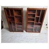 Wooden Wall-Mounted Display Cabinets with Multiple Compartments