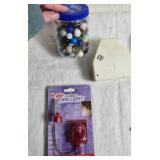 Mixed Lot: Digital Clock, Wooden Shelf, Marble Jar, LED Book Light, and More