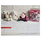 Coca-Cola Collectible Plush Polar Bears and Santa Ornament Set