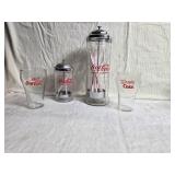 Coca-Cola Vintage Drinking Glasses and Straw Dispenser