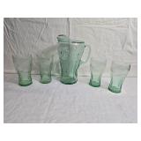Coca-Cola Georgia Green Glass Pitcher Set with 4 Glasses