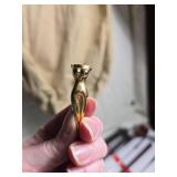 Vintage Golf Club Set with Leather and Canvas Bag and Brass Golf Tee Figurines