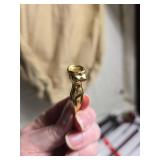 Vintage Golf Club Set with Leather and Canvas Bag and Brass Golf Tee Figurines