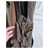 Vintage Golf Club Set with Leather and Canvas Bag and Brass Golf Tee Figurines