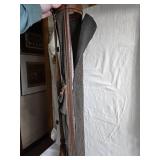 Vintage Golf Club Set with Leather and Canvas Bag and Brass Golf Tee Figurines