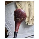 Vintage Golf Club Set with Leather and Canvas Bag and Brass Golf Tee Figurines