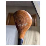 Vintage Golf Club Set with Leather and Canvas Bag and Brass Golf Tee Figurines