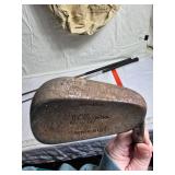 Vintage Golf Club Set with Leather and Canvas Bag and Brass Golf Tee Figurines