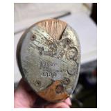 Vintage Golf Club Set with Leather and Canvas Bag and Brass Golf Tee Figurines