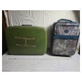 Vintage Hard Shell and Tapestry Suitcases - Set of 2