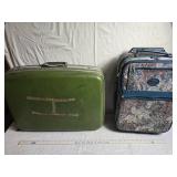 Vintage Hard Shell and Tapestry Suitcases - Set of 2