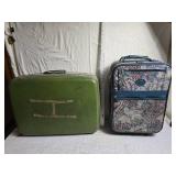 Vintage Hard Shell and Tapestry Suitcases - Set of 2