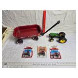 SMall Radio Flyer Miniature Wagon and Die-Cast Tractor Set