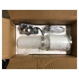 Cayden 6.5 in 1-Light Brushed Nickel Shaded Pendant Light with Clear Plus Etched Opal Glass Shade, No Bulbs Included  Customer Returns See Pictures