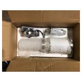 Cayden 6.5 in 1-Light Brushed Nickel Shaded Pendant Light with Clear Plus Etched Opal Glass Shade, No Bulbs Included  Customer Returns See Pictures