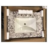 Home Decorators Collection 31 in. W x 22 in. D Cultured Marble White Rectangular Single Sink Vanity Top in Bianco Antico     Customer Returns See Pictures