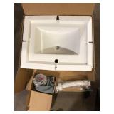 24 in. W x 18.1 in. D x 18.1 in. H Single Sink Bath Vanity in White with White Ceramic Top and Drain Faucet Set      Customer Returns See Pictures