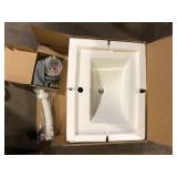 24 in. W x 18.1 in. D x 18.1 in. H Single Sink Bath Vanity in White with White Ceramic Top and Drain Faucet Set      Customer Returns See Pictures